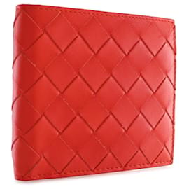 Bottega Veneta-Red Bottega Veneta Intrecciato Bifold Wallet-Red