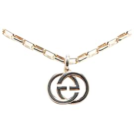 Gucci-Silver Gucci Sterling Silver Interlocking G Pendant Necklace-Silvery