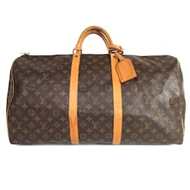 Louis Vuitton-Brown Louis Vuitton Monogram Keepall Bandouliere 55 Travel Bag-Brown