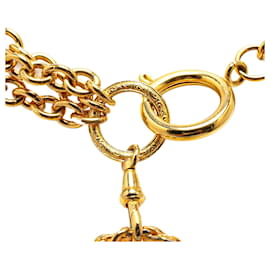 Chanel-Collier pendentif en charme CC en plaqué or Chanel doré-Doré