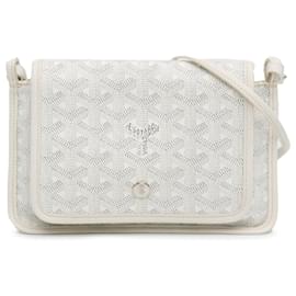 Goyard-White Goyard Goyardine Plumet Pocket Wallet Crossbody Bag-White