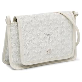 Goyard-White Goyard Goyardine Plumet Pocket Wallet Crossbody Bag-White