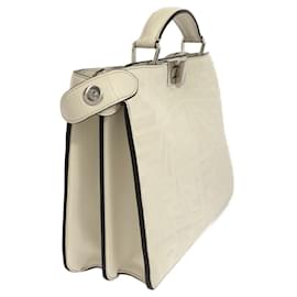 Fendi-White Fendi x Sarah Coleman Mini Zucca Embossed Vertigo Peekaboo ISeeU Satchel-White