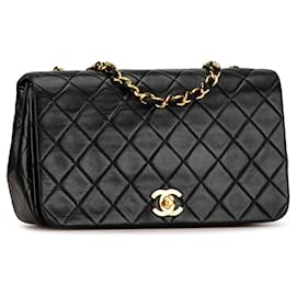 Chanel-Black Chanel CC Quilted Lambskin Full Flap Crossbody Bag-Black