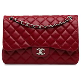 Chanel-Red Chanel Jumbo Classic Caviar Double Flap Shoulder Bag-Red