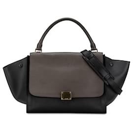 Céline-Black Celine Medium Trapeze Satchel-Black