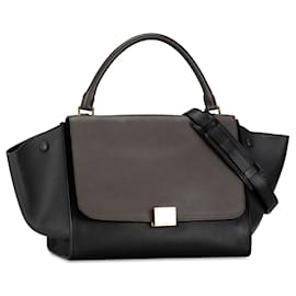 Céline-Black Celine Medium Trapeze Satchel-Black