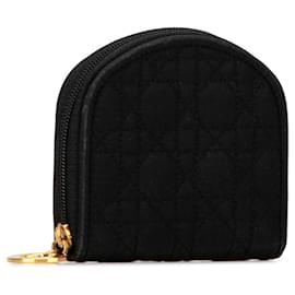 Dior-Black Dior Cannage Cotton Zip Around Coin Pouch-Black