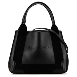 Balenciaga-Black Balenciaga Calfskin Navy Cabas XS Satchel-Black