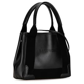 Balenciaga-Black Balenciaga Calfskin Navy Cabas XS Satchel-Black