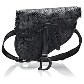 Dior-Black Dior Ultra Matte Woven Saddle Belt Bag-Black