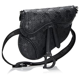 Dior-Black Dior Ultra Matte Woven Saddle Belt Bag-Black