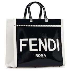 Fendi-Black Fendi Medium Sunshine Shopper Tote Satchel-Black