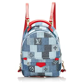 Louis Vuitton-Blue Louis Vuitton Monogram Denim Palm Springs Backpack-Blue