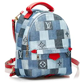 Louis Vuitton-Blue Louis Vuitton Monogram Denim Palm Springs Backpack-Blue