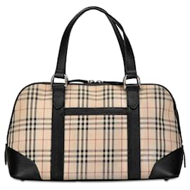 Burberry-Brown Burberry House Check Handbag-Brown