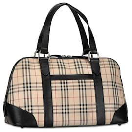 Burberry-Brown Burberry House Check Handbag-Brown