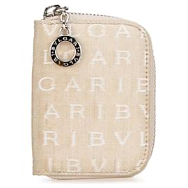 Bulgari-Cream Bvlgari Logomania Canvas Key Holder-Cream