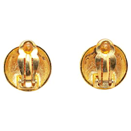 Chanel-Gold Chanel Gold Plated CC Clip On Earrings-Golden