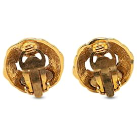 Chanel-Gold Chanel Gold Plated CC Clip on Earrings-Golden