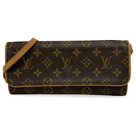 Louis Vuitton-Brown Louis Vuitton Monogram Pochette Twin GM Crossbody Bag-Brown