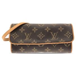 Louis Vuitton-Brown Louis Vuitton Monogram Pochette Twin PM Crossbody Bag-Brown