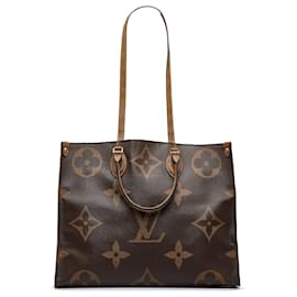 Louis Vuitton-Borsa OnTheGo GM Monogramma Reverse Gigante Louis Vuitton marrone-Marrone