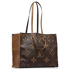 Louis Vuitton-Borsa OnTheGo GM Monogramma Reverse Gigante Louis Vuitton marrone-Marrone