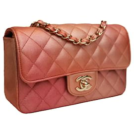 Chanel-Pink Chanel Mini Classic Lambskin Rectangular Single Flap Crossbody Bag-Pink