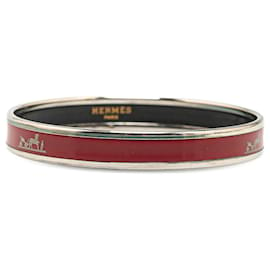 Hermès-Red Hermès Narrow Caleche Enamel Bangle Costume Bracelet-Red