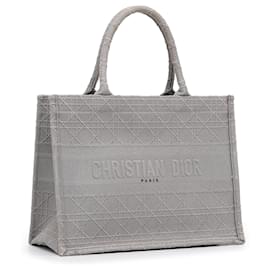 Dior-Gray Dior Medium Cannage Embroidered Book Tote-Red