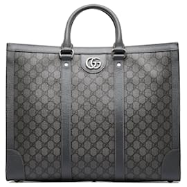 Gucci-Gray Gucci Large GG Supreme Ophidia Satchel-Other