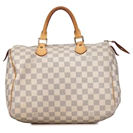 Louis Vuitton-White Louis Vuitton Damier Azur Speedy 30 Boston Bag-White