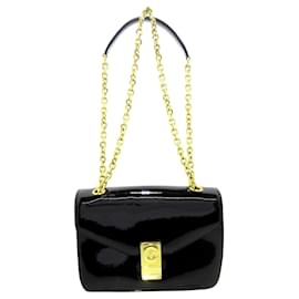 Céline-Black Celine Medium Patent C Bag-Black