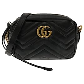 Gucci-Black Gucci Mini GG Marmont Matelasse Crossbody Bag-Black
