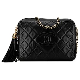 Chanel-Black Chanel CC Quilted Lambskin Tassel Camera Bag-Black