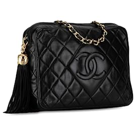 Chanel-Black Chanel CC Quilted Lambskin Tassel Camera Bag-Black