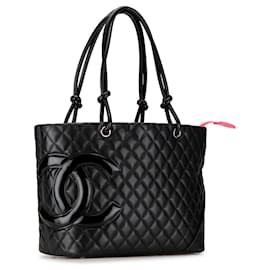 Chanel-Grand sac cabas en cuir d'agneau noir Chanel Cambon Ligne-Noir