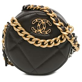 Chanel-Brown Chanel Lambskin 19 Round Clutch with Chain Satchel-Brown