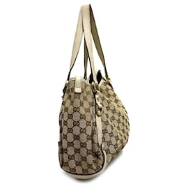 Gucci-Brown Gucci GG Canvas Abbey D Ring Tote-Brown