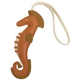 Hermès-Brown Hermès Milo Lambskin Hippo Seahorse Bag Charm Key Chain-Brown