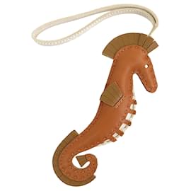 Hermès-Brown Hermès Milo Lambskin Hippo Seahorse Bag Charm Key Chain-Brown