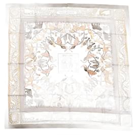 Hermès-Hermès Carré 90 "EARLY AMERICA" 100% Silk Scarf-Beige