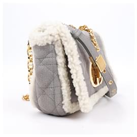 Dior-Christian Dior Cannage Caro Mouton Chain Shoulder Bag in Gray-Grey