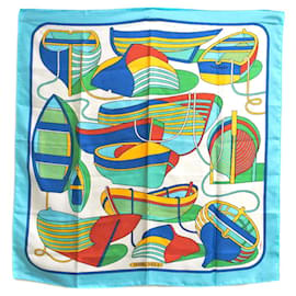 Hermès-Hermès Carré 90 "THALASSA" 100% Silk Scarf-Blue