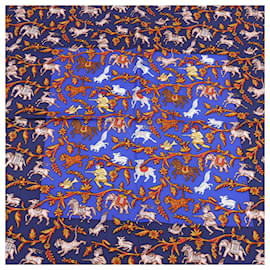 Hermès-Hermès Carré 90 "CHASSE en INDE" 100% Silk Scarf-Purple