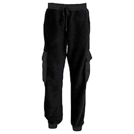 Moncler-Pantalons de détente tapered Moncler en polaire noire-Noir