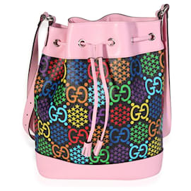 Gucci-Gucci Multicolor Coated Canvas & Pink Leather Psychedelic Bucket Bag-Other