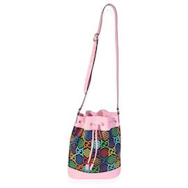 Gucci-Gucci Multicolor Coated Canvas & Pink Leather Psychedelic Bucket Bag-Other