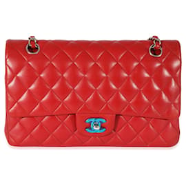 Chanel-Chanel Red Quilted Lambskin Medium Classic Double Flap Bag-Red